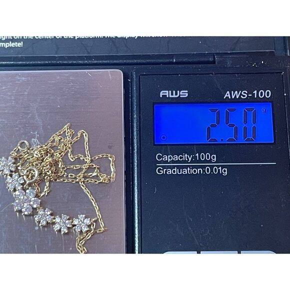 Sterling SIlver Rhinestone flower Necklace 18" - Picture 6 of 6